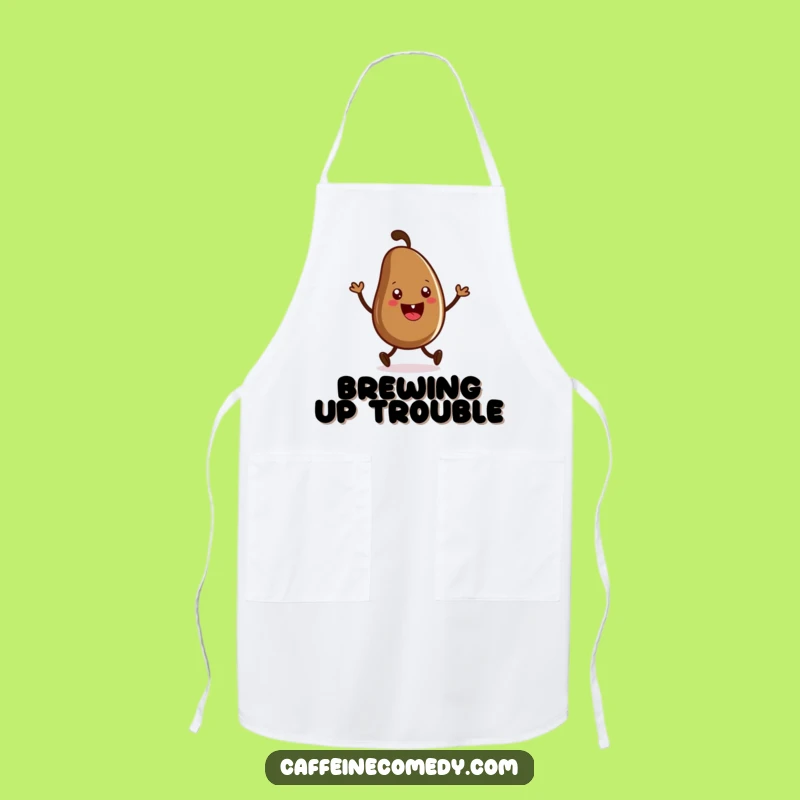 Funny Coffee Bean Jig Apron: Grinning Character Dancing, Kitchen Fun!