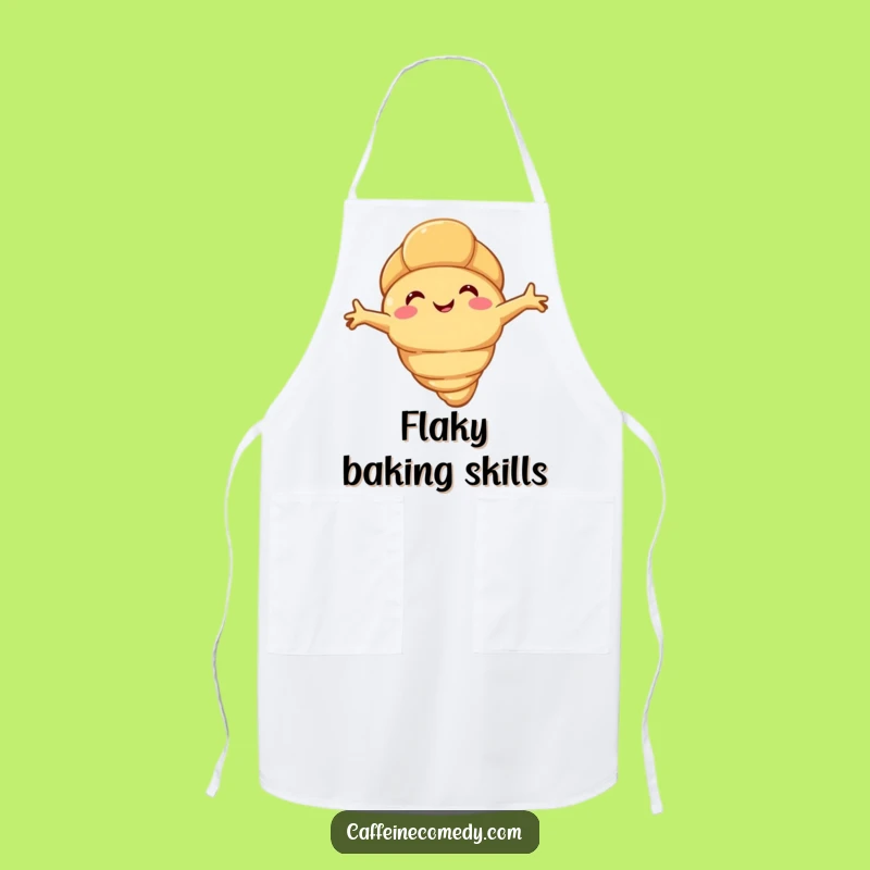 Funny Croissant Stretch Apron: Happy Baker Character for Kitchen Humor