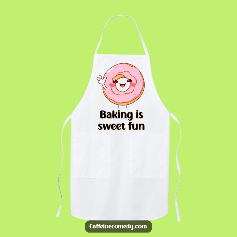 Funny Donut Apron: Cook with Fun! The Smiling Donut's Sugary Wave makes a Great Kitchen Gift!