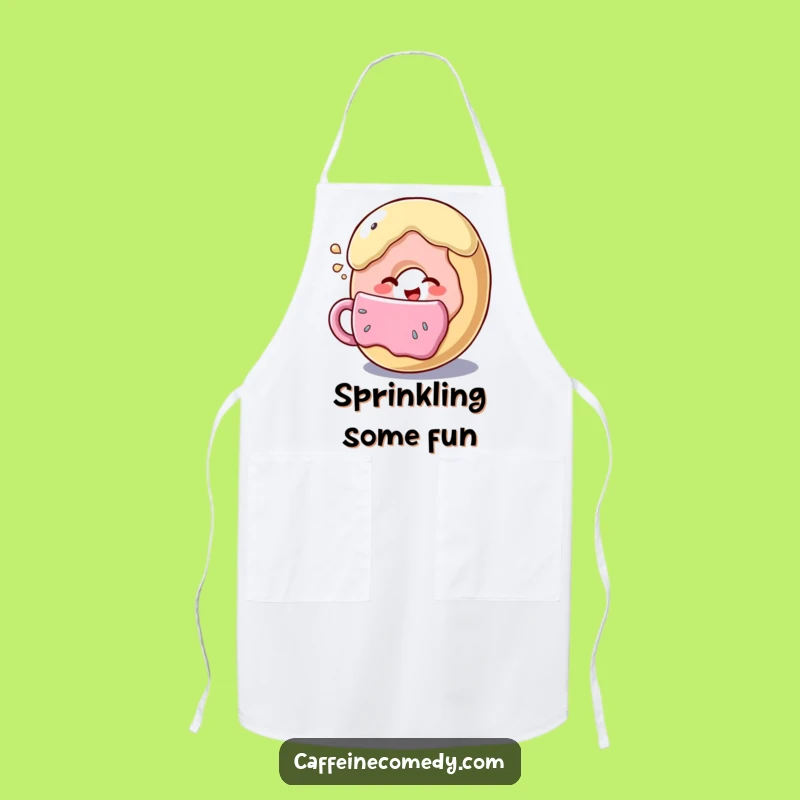 Funny Donut Chef Apron: Winking Coffee Lover
