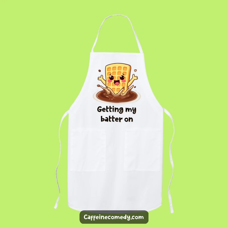 Funny Enthusiastic Waffle Coffee Splash Apron: Cook with Excitement, Perfect Chef Funny Gift