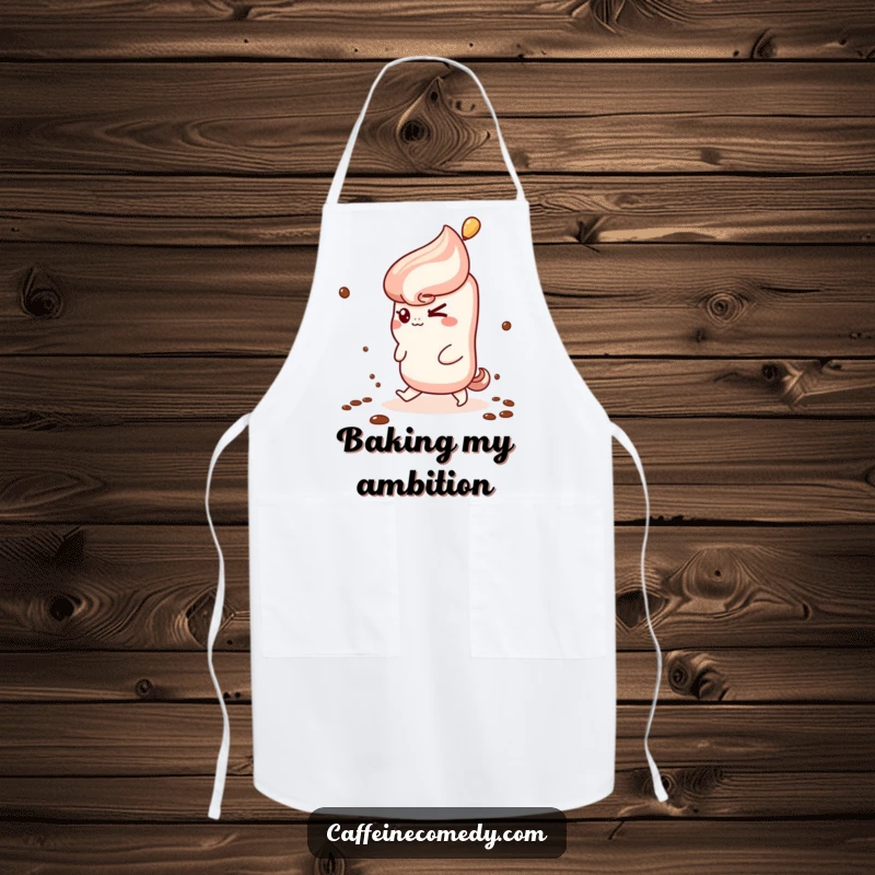 Funny Kawaii Churro Apron: A mischievous churro winks as it attempts to climb coffee steam, making kitchen tasks delightfully sweet and fun.