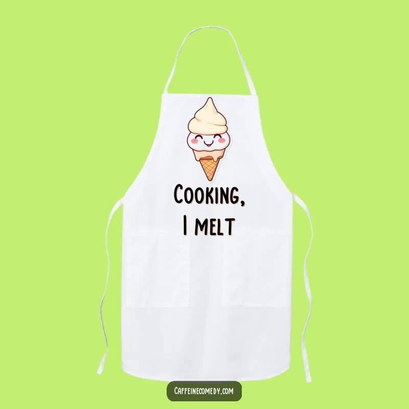 Funny Melting Ice Cream Apron: Smiling Character Cheerfully Melting, Kitchen Gift