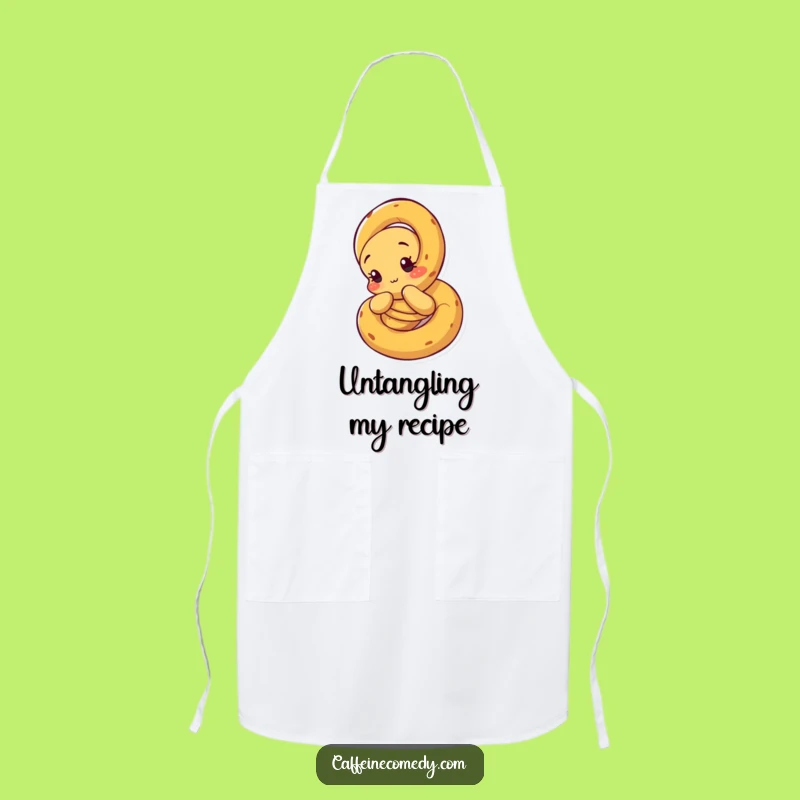 Funny Unraveling Pretzel Apron: Curious Character Unraveling Itself, Kitchen Humor Gift
