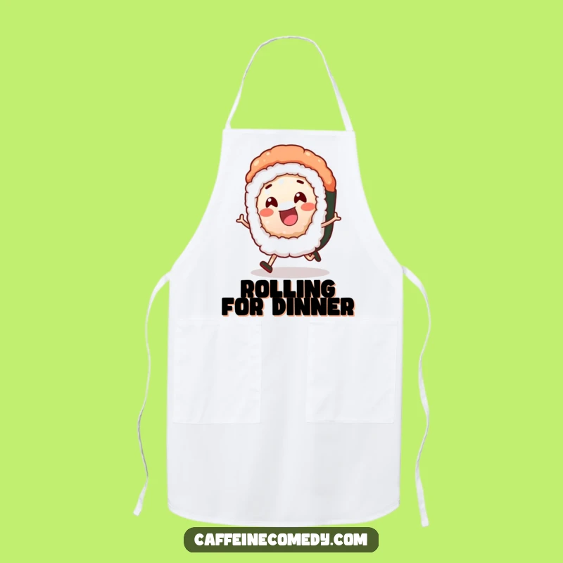 Funny Sushi Roll Apron: Cheerful Chef Character for Humorous Kitchen Fun