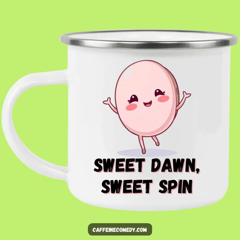 Funny Macaron Camping Mug: Enjoy Nature with a Graceful Twirl, a Chic Outdoor Gift!