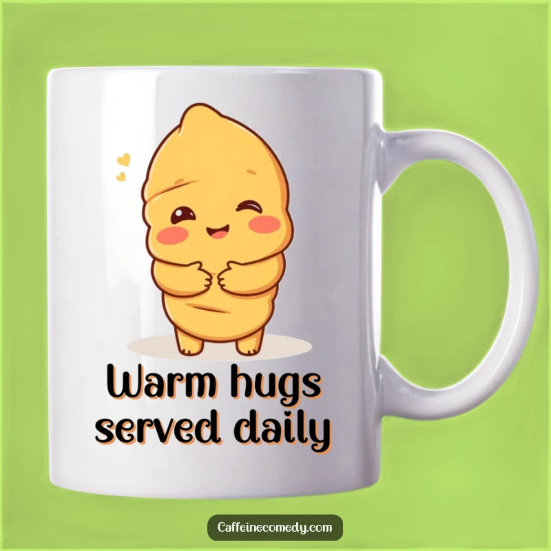 Funny Croissant Hug Mug: Delighted Pastry Character - Perfect Funny Gift for Comfort!