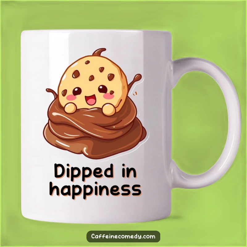 Funny Kawaii Cookie Mug - Gleeful Dive into Chocolate Swirl Gift