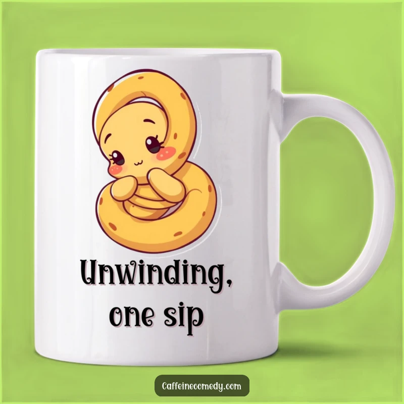 Funny Unraveling Pretzel Mug: Curious Character Unraveling Itself, Perfect Quirky Gift