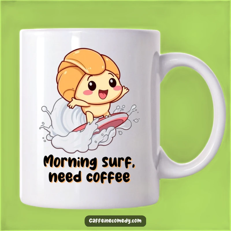 Funny Kawaii Croissant Surfing Milk Mug: A Hilarious Breakfast Gift for Pastry Lovers