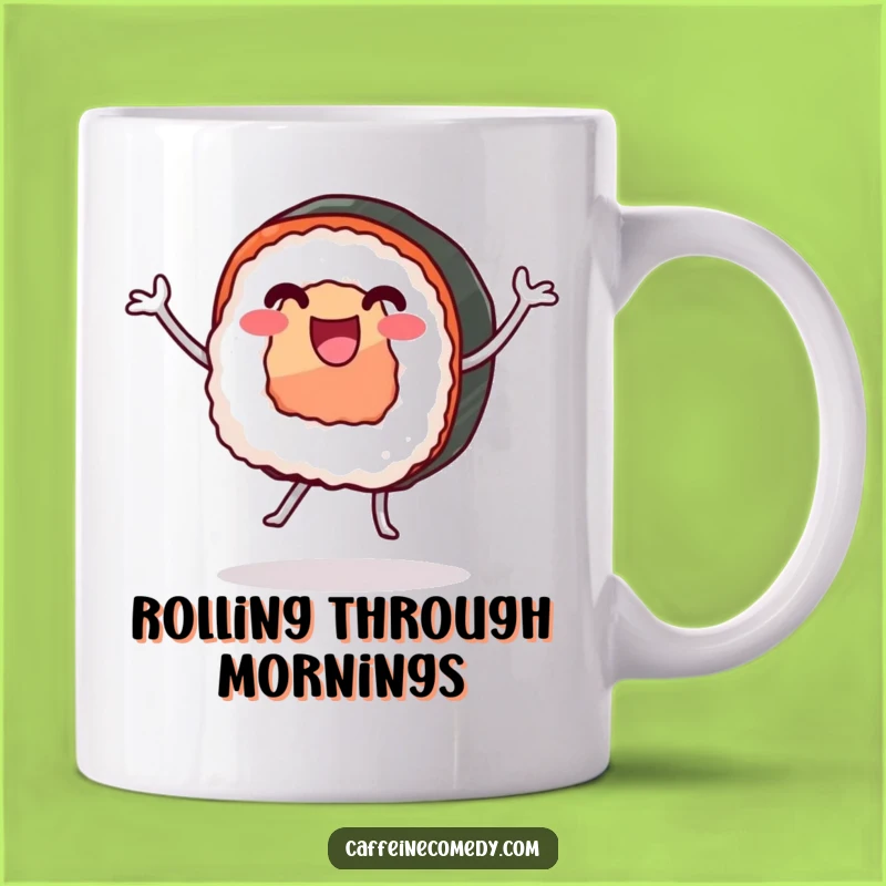 Funny Sushi Roll Dancing Mug - Hilarious Japanese Food Gift!