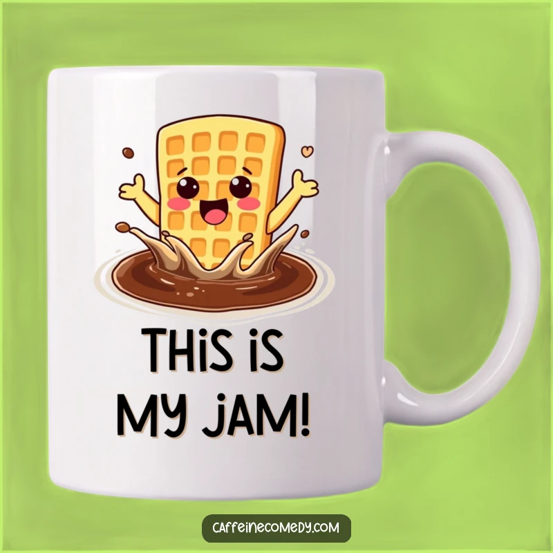 Funny Enthusiastic Waffle Coffee Splash Mug: Joyful Breakfast Fun, Perfect Funny Gift