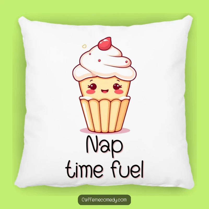 Funny Kawaii Cupcake Pillow - Cozy Brew with a Cheerful Wink