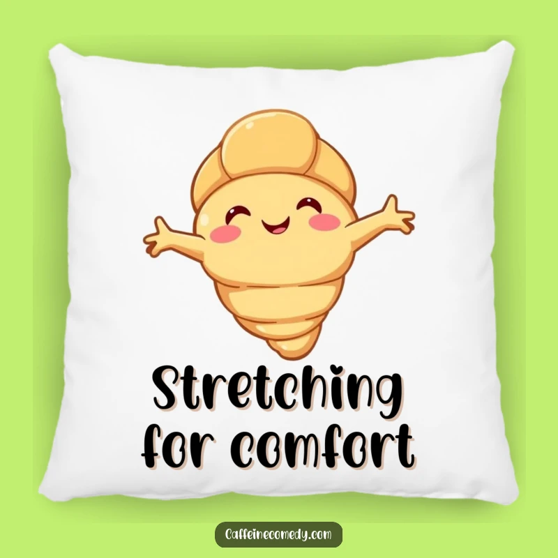 Funny Croissant Stretch Pillow: Happy Flaky Character for Cozy Decor