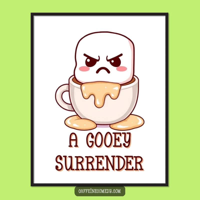 Funny Grumpy Marshmallow Hot Chocolate Digital Print: Cozy Instant Decor, Amazing Funny Gift