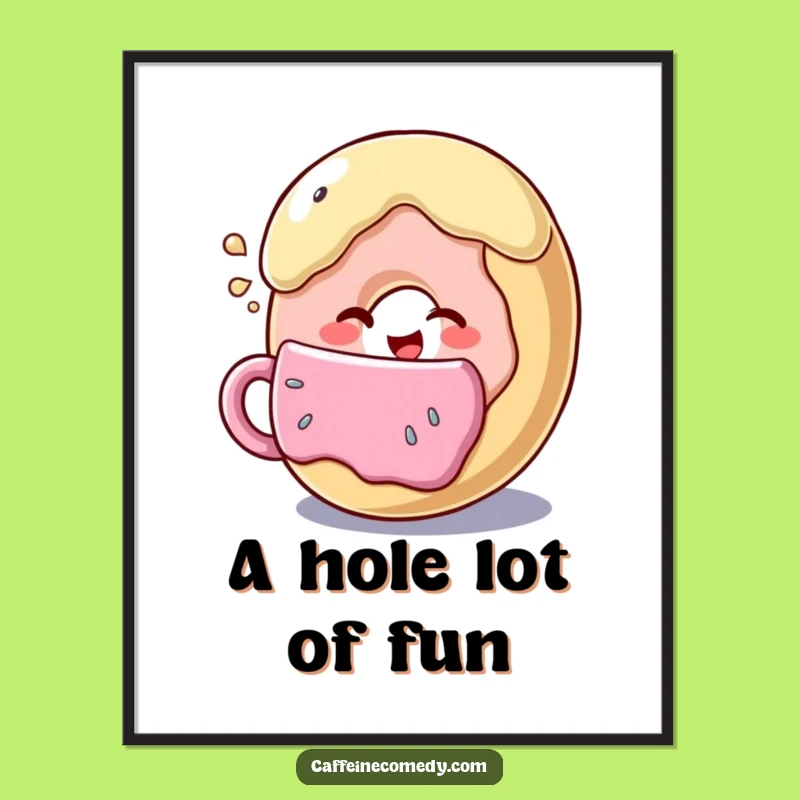 Funny Donut Wink Digital Art: Coffee Sipping Decor