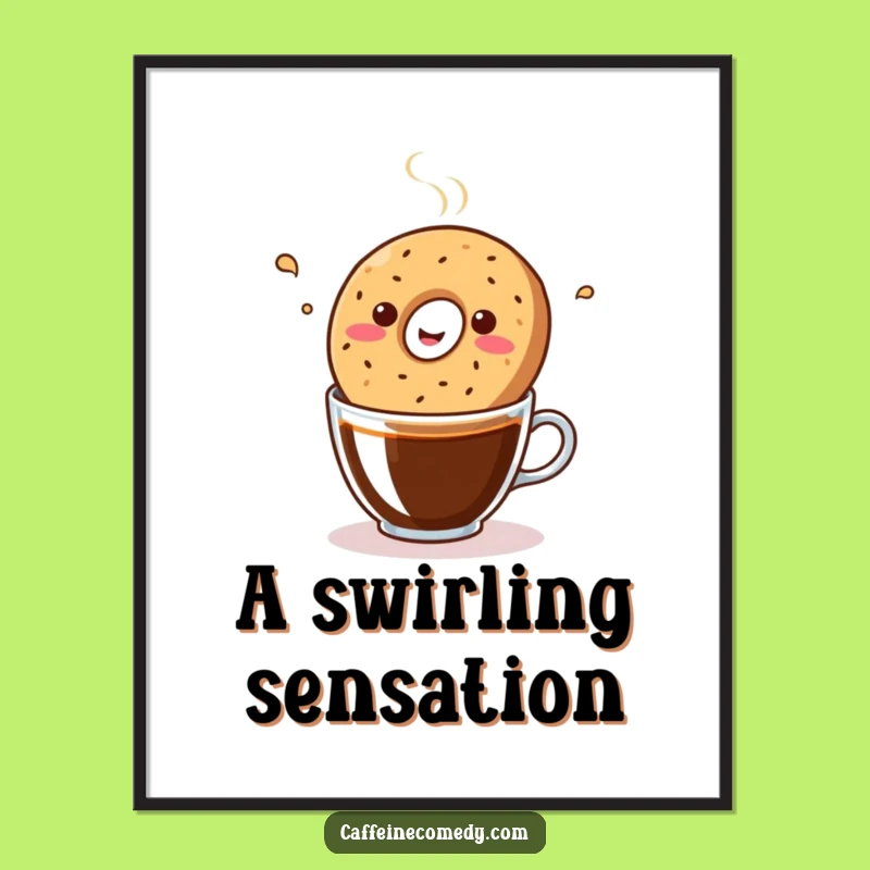 Funny Kawaii Bagel Coffee Party Digital Print: Instant Joyful Decor, Amazing Funny Gift