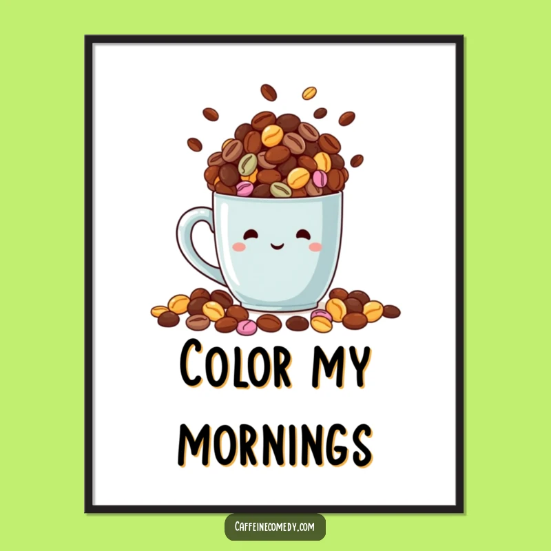 Funny Coffee Bean Digital Art: Instant Coffee Lover Decor!