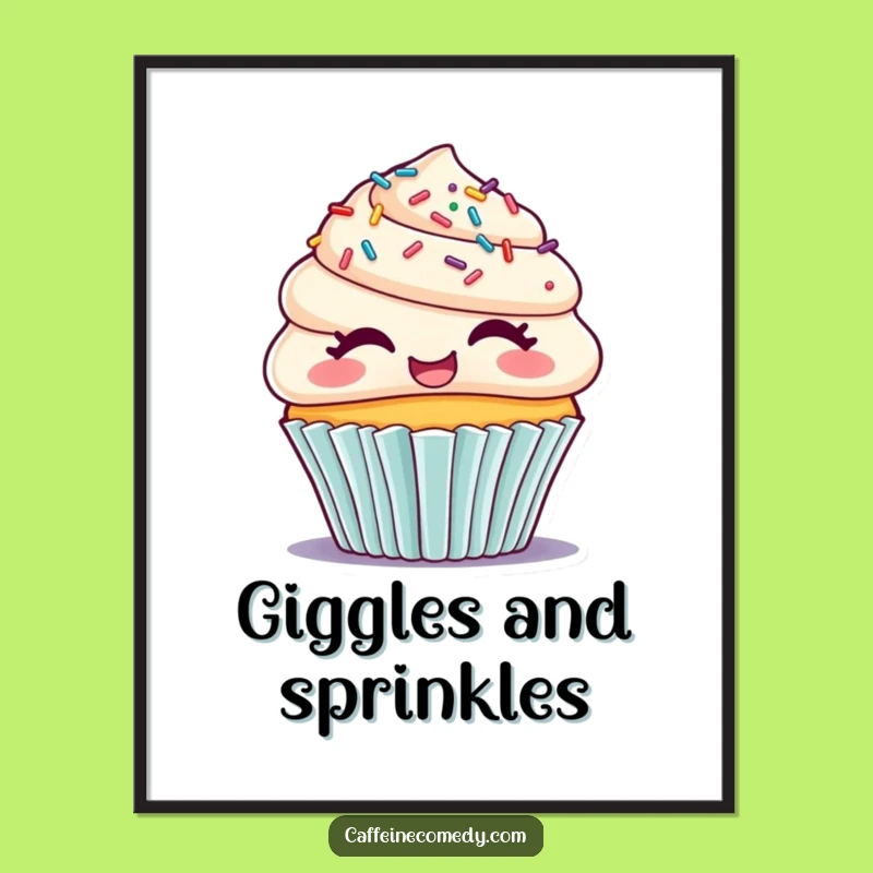 Funny Giggling Cupcake Print - Instant Sweet Wall Art Gift!