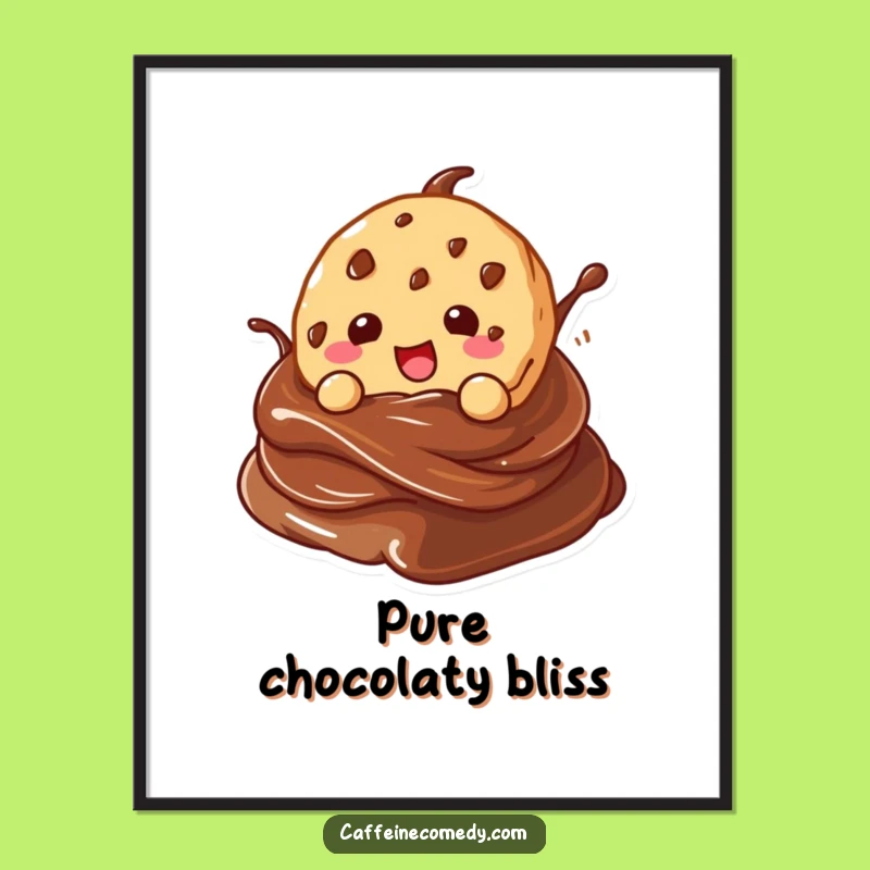 Funny Kawaii Cookie Digital Art - Gleeful Chocolate Swirl Dive