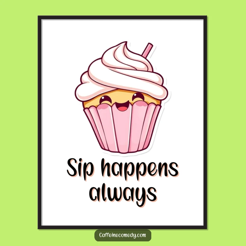 Funny Kawaii Cupcake Digital Print: Instant Sweet & Hilarious Wall Art