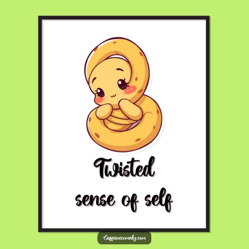 Funny Unraveling Pretzel Digital Art: Curious Character Unraveling Itself, Instant Download