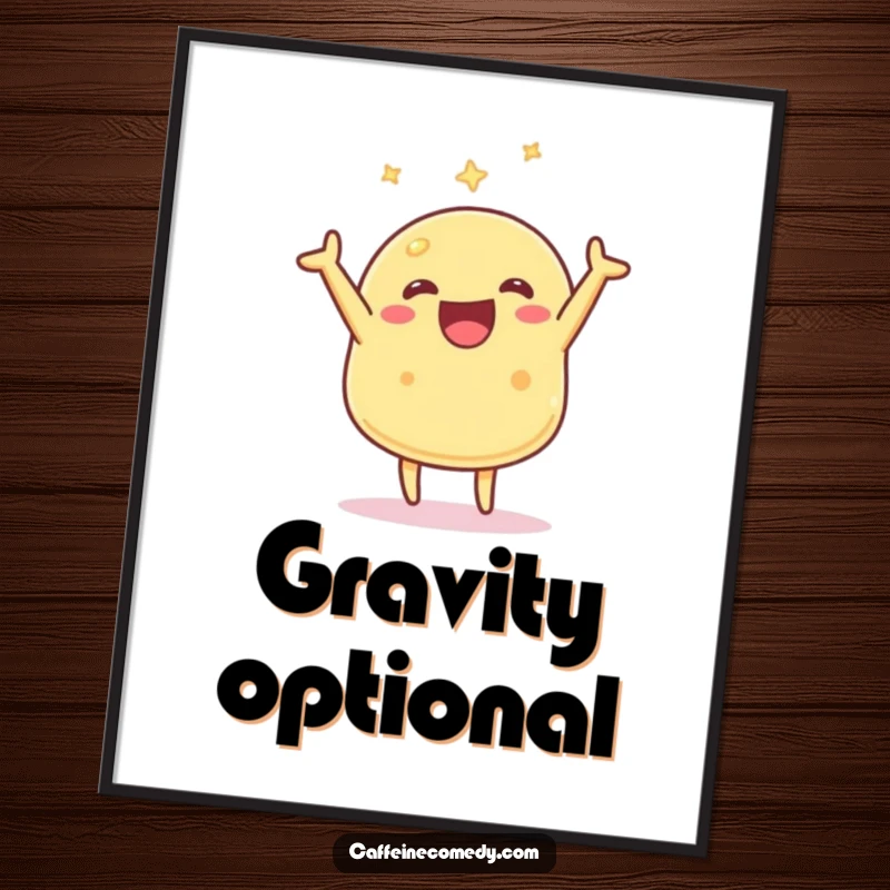 Funny Kawaii Pancake Digital Art Print: A happy pancake character flipping joyfully, perfect for instant humorous wall decor.