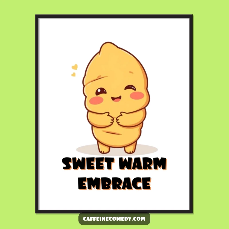 Funny Croissant Hug Digital Art: Delighted Pastry - Instant Download Funny Gift!