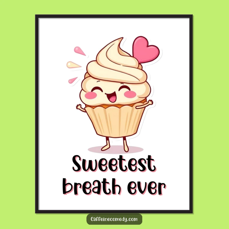 Funny Cupcake Frosting Digital Art: Cheerful Character Blowing Frosting, Instant Gift