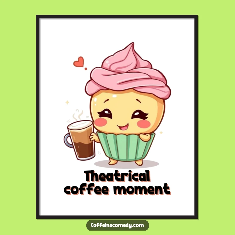 Funny Giggling Cupcake Coffee Digital Art - Instant Hilarious Download