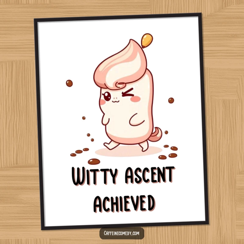 Funny Kawaii Churro Digital Art: Printable art of a cute churro winking while climbing coffee steam, bringing instant playful humor.