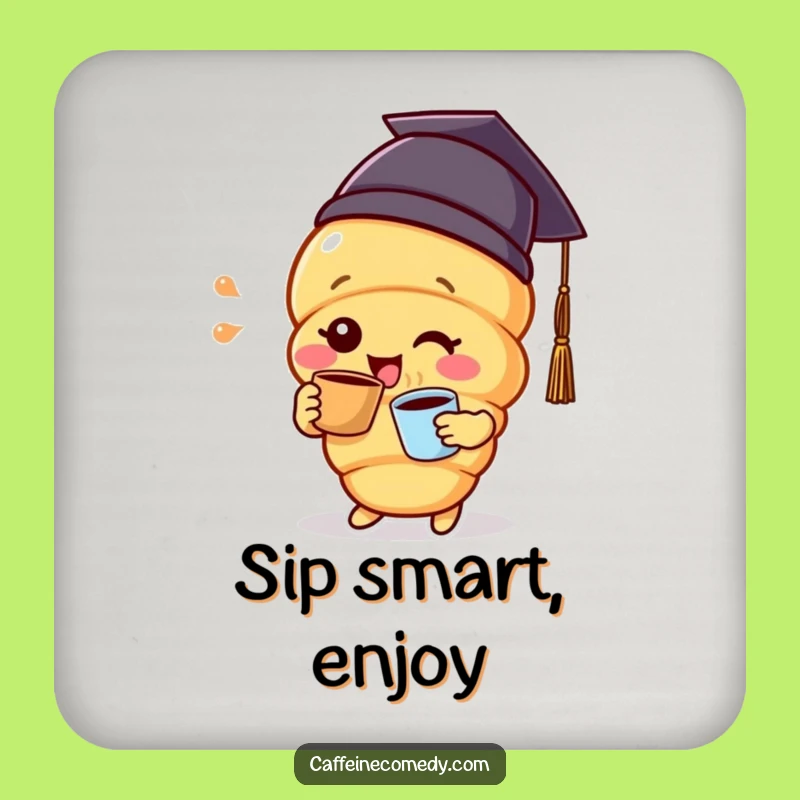 Funny Croissant Graduation Drink Coaster - Add Sophistication to Drinks