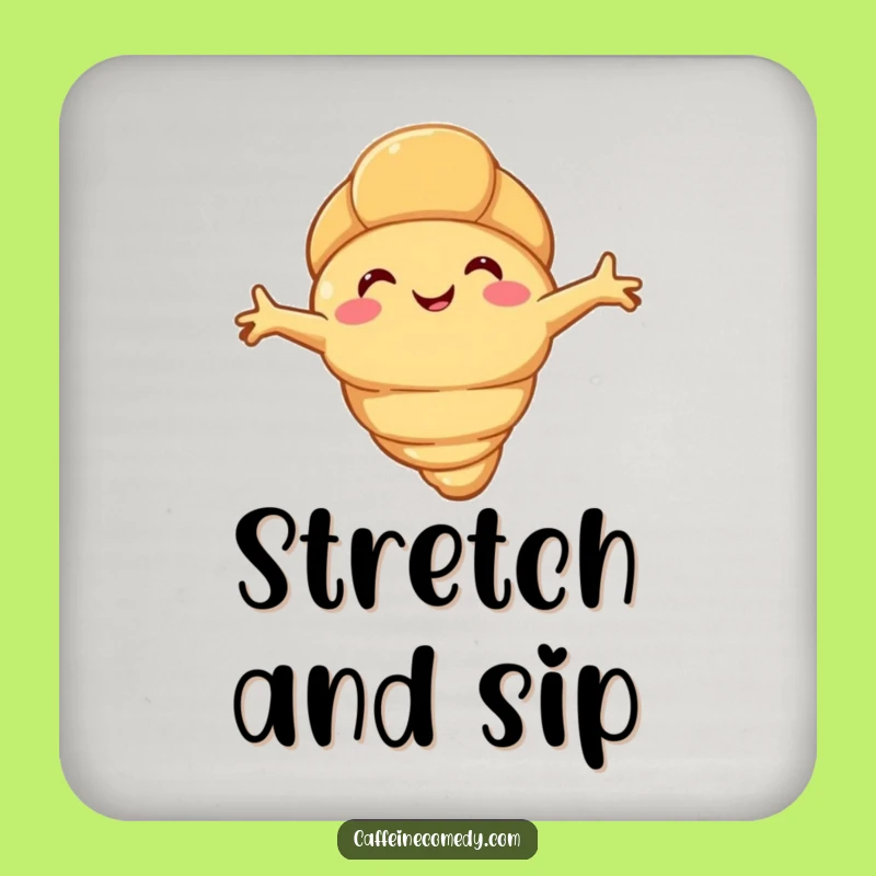 Funny Croissant Stretch Coasters: Happy Flaky Characters for Cozy Protection