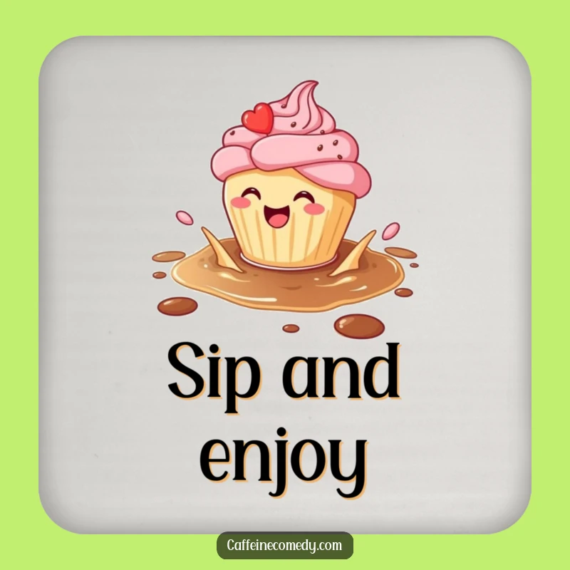 Funny Cupcake Coffee Splash Coaster: Protect Surfaces with Sweet Charm