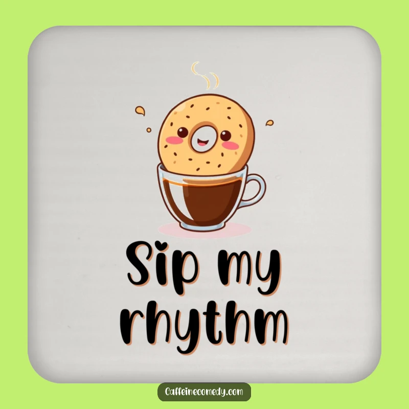 Funny Kawaii Bagel Coffee Beat Coaster: Protect Surfaces with Humor, Great Funny Gift