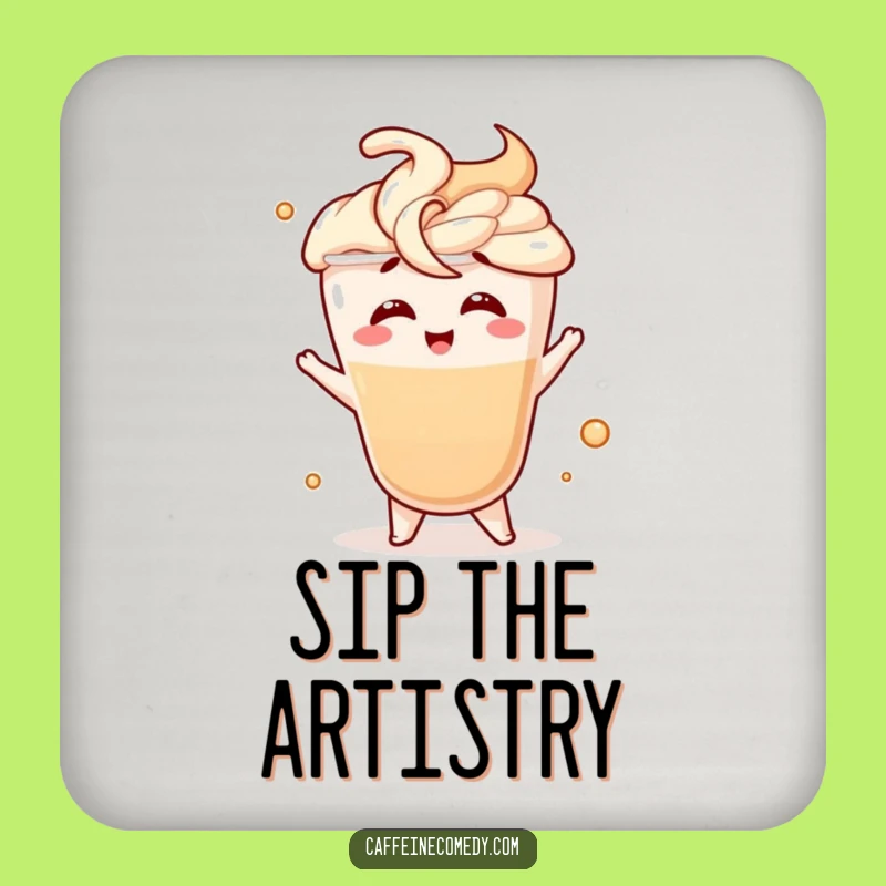 Funny Latte Swirl Coaster: Giggling Charm - Protect Surfaces Funny Gift!