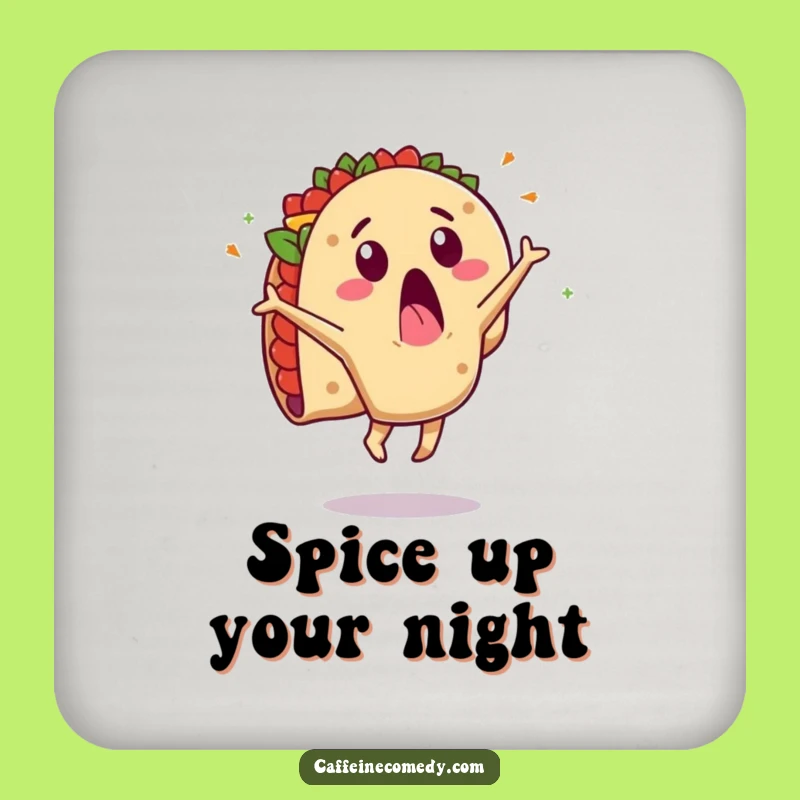 Funny Taco Cartwheel Coaster Set: Surprised Character's Messy Flip, Protect & Amuse!