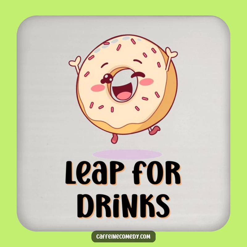 Funny Donut Leap Coasters: Delighted Sprinkled Characters for Humorous Protection
