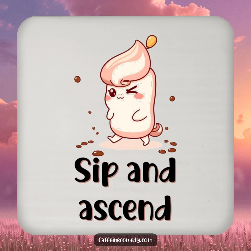 Funny Kawaii Churro Coasters: A set of coasters featuring a cute churro winking while climbing coffee steam, offering protection and charm.