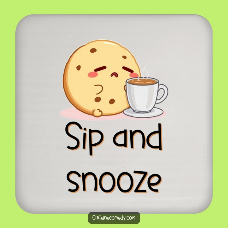 Funny Kawaii Cookie Espresso Coaster: Protect Surfaces with Sleepy Humor