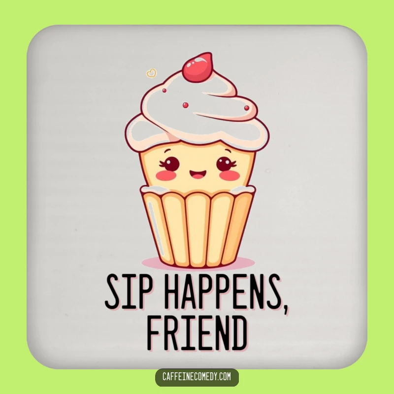 Funny Kawaii Cupcake Coaster - Cheerful Brew Protection