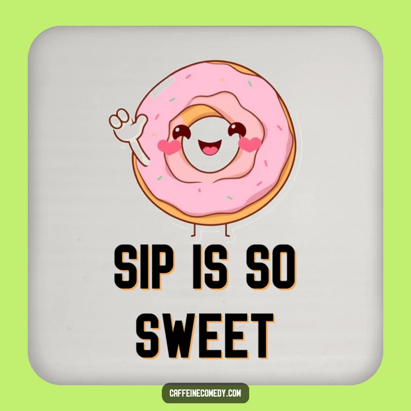 Funny Donut Coaster: Protect Surfaces with the Smiling Donut's Sugary Wave, a Small Gift!