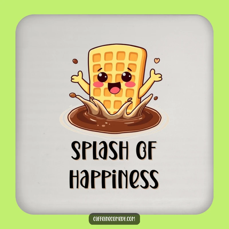 Funny Enthusiastic Waffle Coffee Splash Coaster: Protect Surfaces with Fun, Great Funny Gift