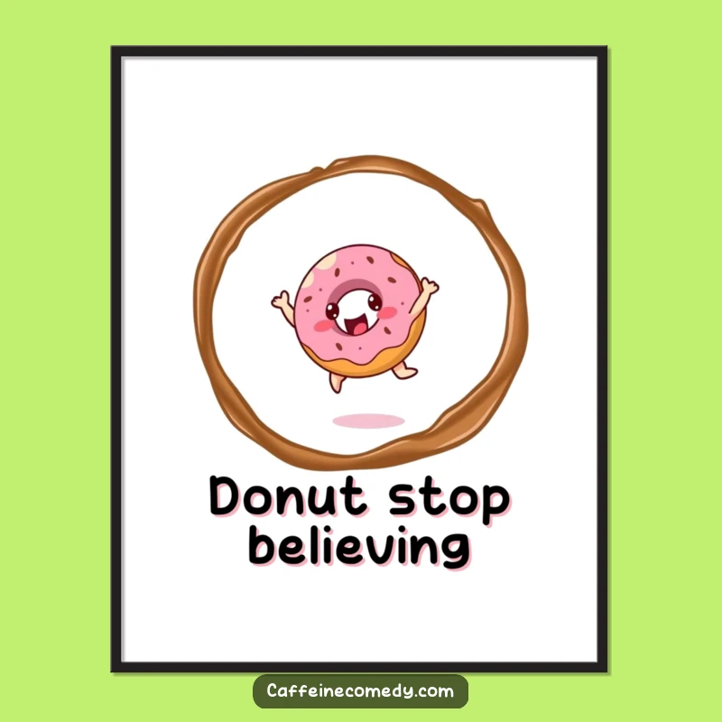 Funny Donut Leaping Poster - Sweeten Your Walls with Coffee Art