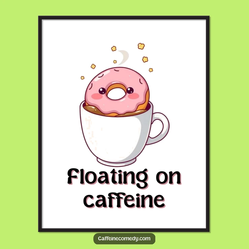 Funny Kawaii Donut Coffee Poster: Dreamy Wall Art for Sweet Spaces