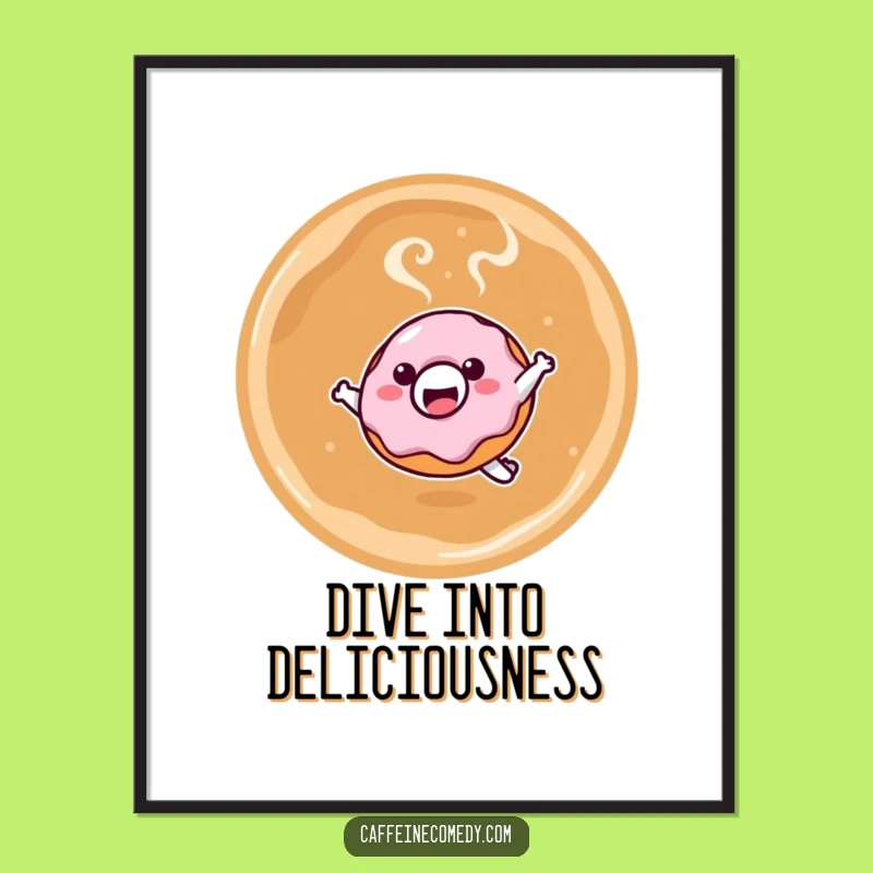 Funny Kawaii Donut Latte Leap Poster: Decorate with Coffee and Sweetness