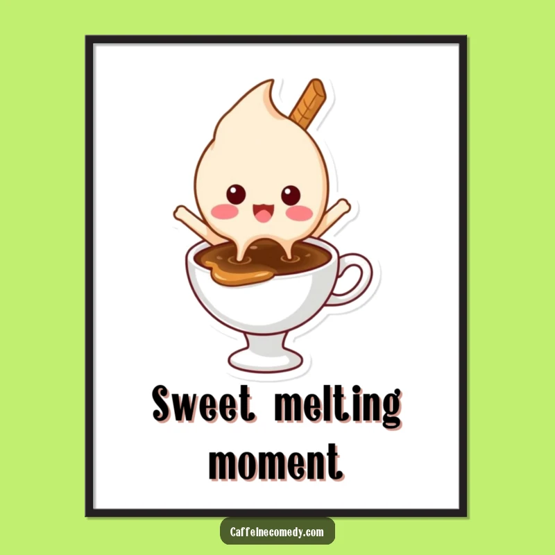 Funny Melting Ice Cream Coffee Poster - Whimsical Wall Art for Sweet Spaces