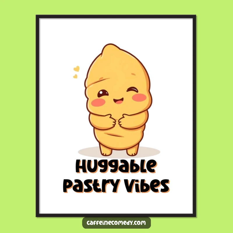 Funny Croissant Hug Poster: Delighted Pastry - Hilarious Comfort Art Funny Gift!