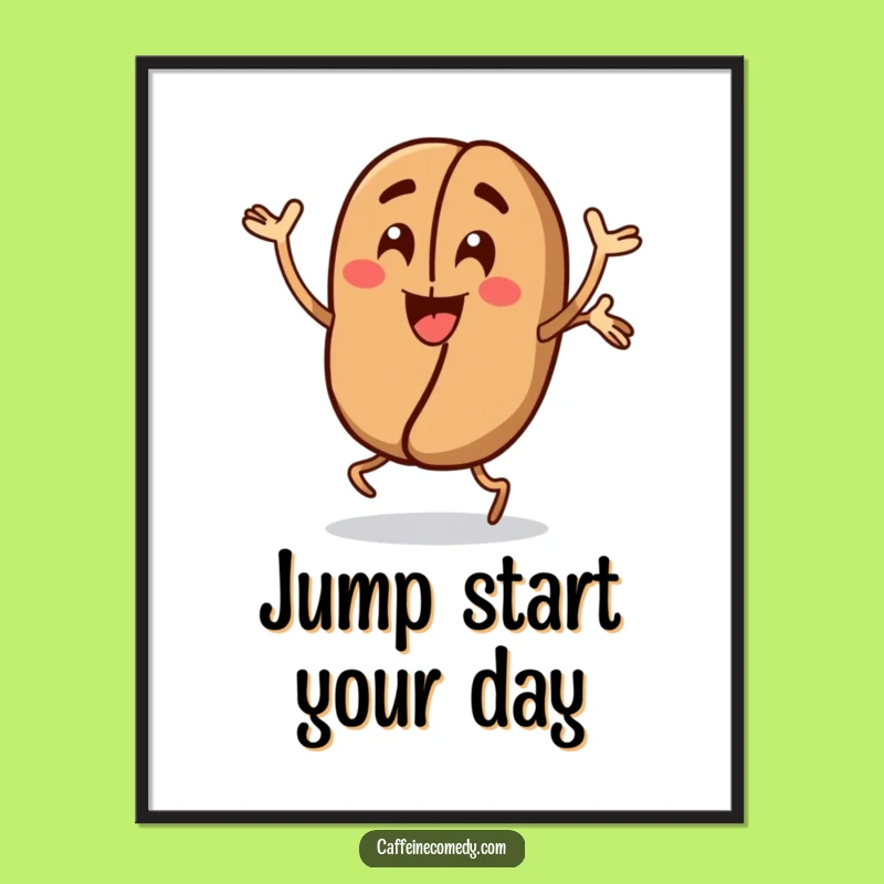 Funny Coffee Bean Poster: Energize Your Walls with Jumping Jacks, a Motivational Art Gift!