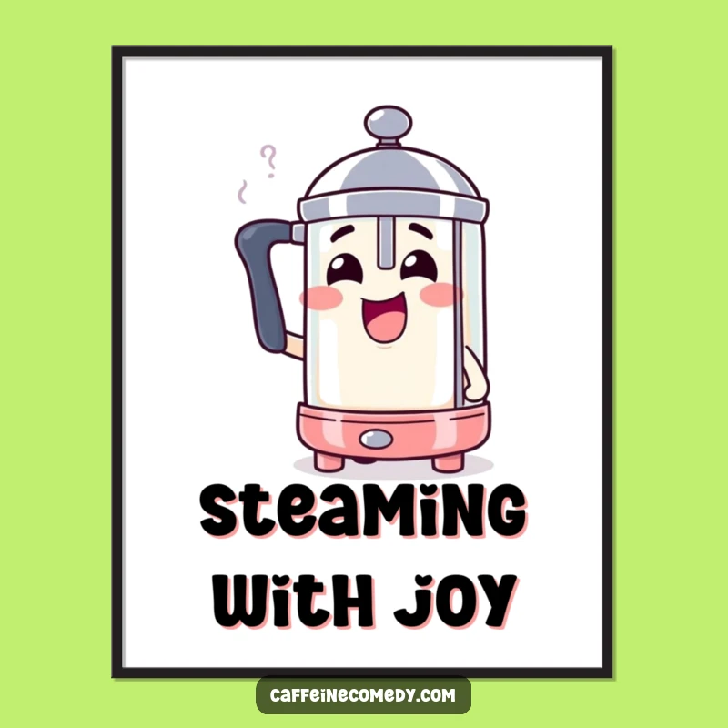 Funny Steaming French Press Poster: Wall Art That Brews Smiles